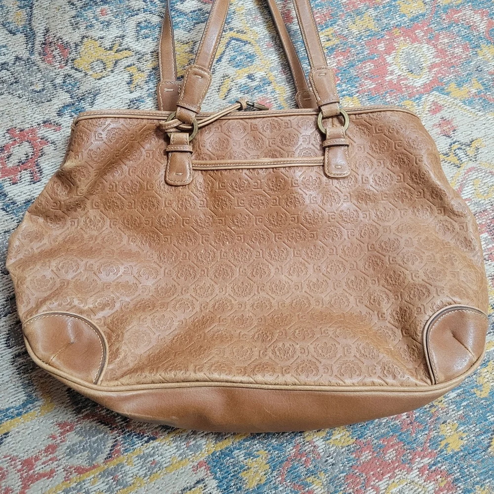 Liz Claiborne Faux Leather Monogram Shoulder Bag